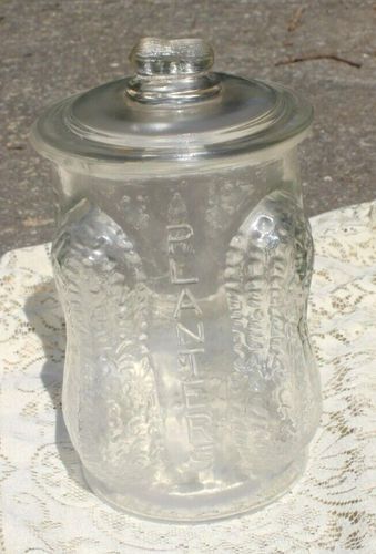 Original Antique Planters Peanut 4 Peanut Corner Glass Counter Store Jar w Lid - Picture 2 of 12