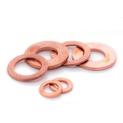 Thick 1.5mm ID 4--20mm 99.99% Copper Gasket Flat Ring Sealing T2 CU Washers