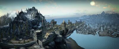 Landscape the elder scrolls v skyrim video games castle Custom Gaming Mat Desk