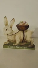 Bethany Lowe White Bunny With Egg Basket Large Wooden Dummy Board BB7992 New