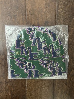 Supreme SS26 Slanted Gothic Outline Graphic Beanie Green One Size