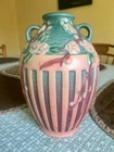 Roseville Cherry Blossom green 1933 Vintage Art Pottery Ceramic Vase 622-7