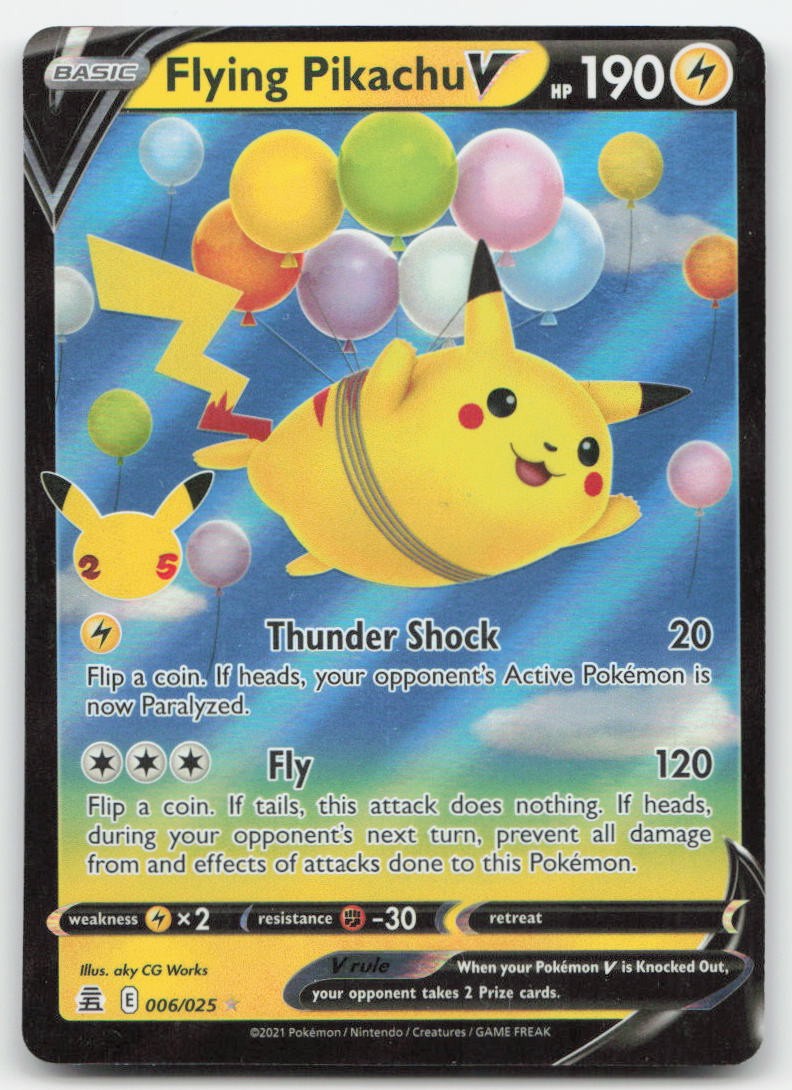 Flying Pikachu V 006/025 Celebrations Holofoil Ultra Rare Pokemon MP