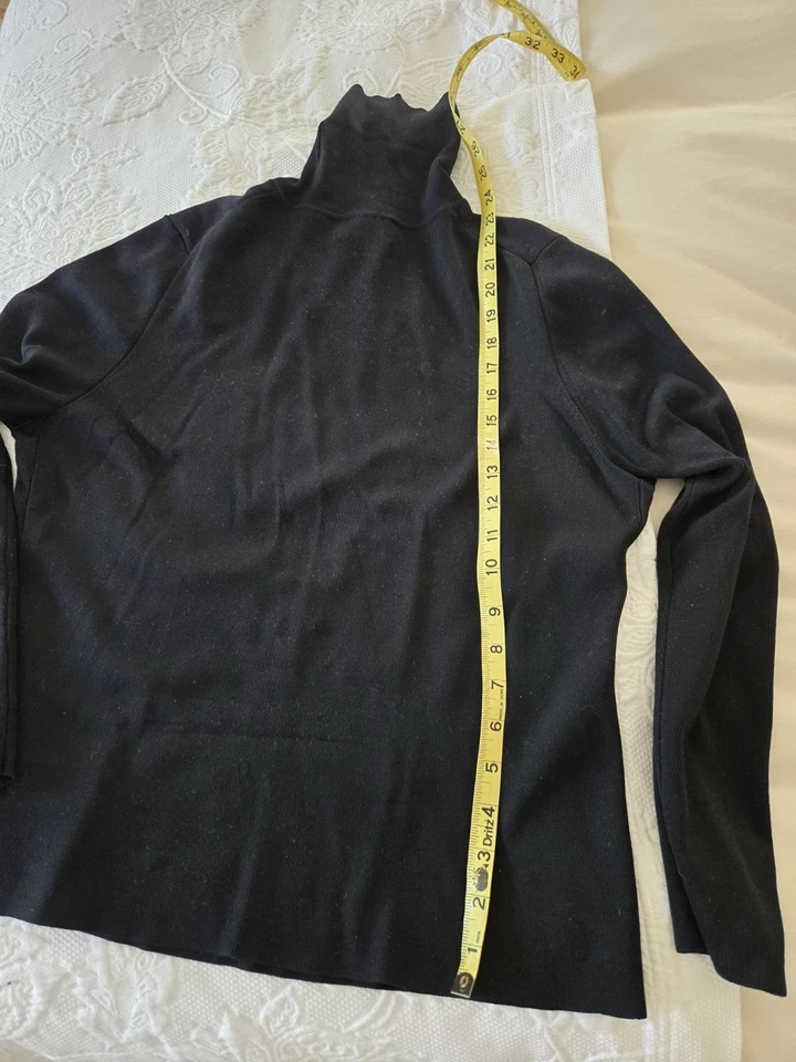 Neiman Marcus seda manga larga cuello alto, talla XL, negro Foto 4 de 4
