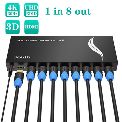 MT-VIKI 1 in 8 Out HDMI Splitter 4K 30hz 1x8 Multi Monitor 3D for Projector HDTV
