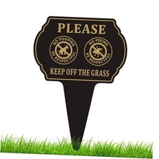 No Poop or Pee Dog Sign,13.6  X9.6  Keep Off the Grass Yard Sign 1pack-Black
