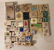 Christmas Winter Holiday wooden block rubber stamps for Crafts You Pick Choose