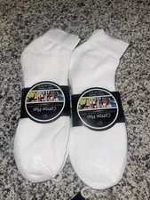 White 6 Pairs Mens Ankle Crew Sports Socks Cotton Low Cut Sz 10-13^
