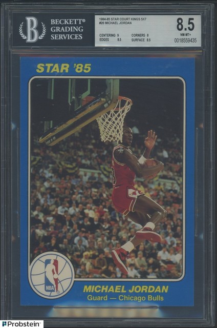 1984-85 Star Court Kings 5x7 #26 Michael Jordan RC Rookie HOF BGS 8.5 mit 9