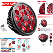 Red Light Therapy Bulb - 18 LEDs for Pain Relief  Skin Care, 36W Powerful Light