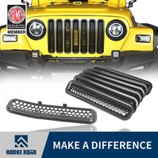 Hooke Road Front Grill Mesh Inserts Clip-in Grille For 97-06 Jeep Wrangler Tj