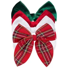 4 Pcs Christmas Fable Hair Bows Velvet Plaid Bow 4 Pack Christmas Fable Bow