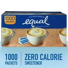 Equal Zero Calorie Sweetener Packets, 1,000 CT Dissolves Quickly In Hot Or Cold