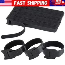 100pcs Reusable Cable Ties Nylon Hook Loop Straps Wire Organizer Cord Management