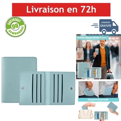 Porte-Cartes Homme Cuir Bleu Clair RFID Ultra-Mince 8 Emplacements - Photo 1/4