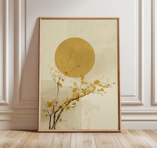 Minimalist Japanese Sun & Blossom Poster   Ze...