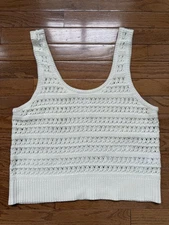 Old Navy Womens Crop Top Size Large Crochet Ivory Cream Open Knit Y2K 90s