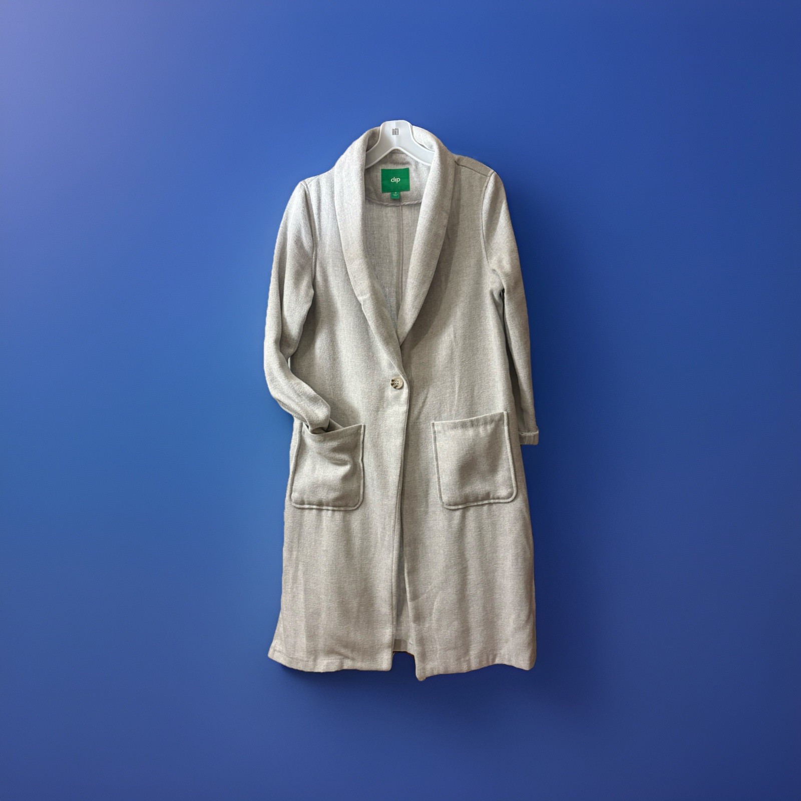 dip Gray Button Front Long Collared Patch Pocket … - image 1