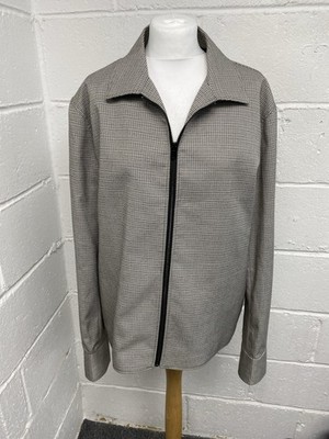 Fisk Of Oslo Beige Mix Harrington Style Houndstooth Zip Jacket UK44R PWB
