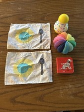 Lovevery Baby Toy Lot. Place mats, rocking pin toy colorful ball and small book