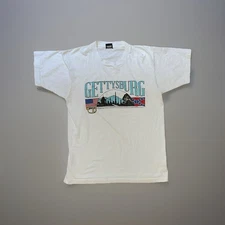 Vintage 80s Gettysburg T-shirt Sz L Single Stitch Screen Stars Best USA 50/50