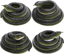 4 Pcs Realistic Snakes Rubber Plastic Snakes Prank Party Decor, Tricking Peopl