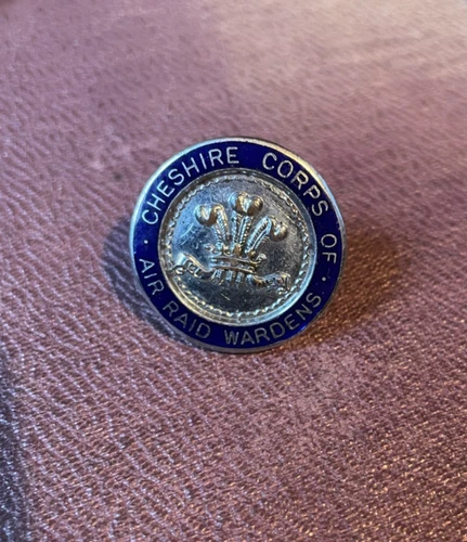 A ww2 buttonhole enamel badge ARP air raid wardens cheshire corps chester maker