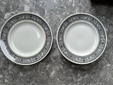 Set of 2 Saracen’ Dinner Plates Wood & Sons England 25cm Black and White Vintage