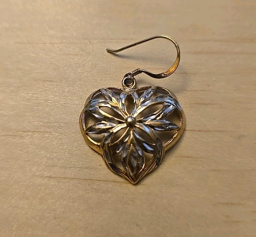 Vintage 925 Sterling Silver Gold Vermeil Heart Da… - image 3