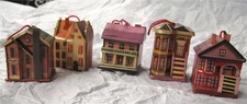 Vintage Lot of 5 Crate and Barrel Straw Marquetry House Ornaments Figurines asst