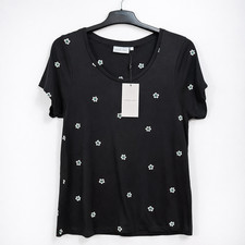 Fabienne Chapot - Black T-Shirt Floral Embroidered - Size Small - BNWT