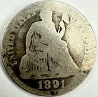 1891 Seated Liberty Dime Exact Coin Imaged #SL279