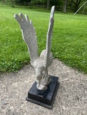 Vintage Old Eagle on Wood Base Metal Showpiece Statue For Home Decor