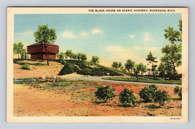 #ad #ad Muskegon MI Michigan Block House On Scenic Highway Antique Vintage Postcard $0.99