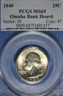 1949 PCGS MS65 OMAHA BANK HOARD WASHINGTON QUARTER #B51149