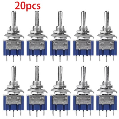 20Pcs Mini BlauToggle Switch Single Pole Double Throw Mts Caps 102 103 120vac 6a
