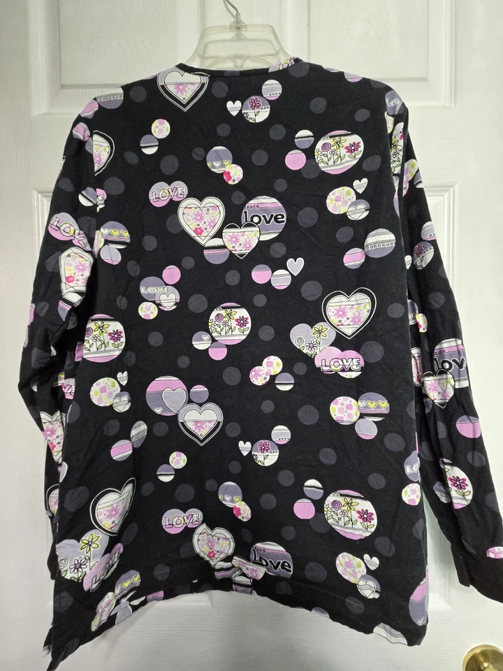 Dickies Scrub Jacket size S-Black/Pastel Floral Snap-up-Chest 22"/L 27.5" - Image 2 of 4