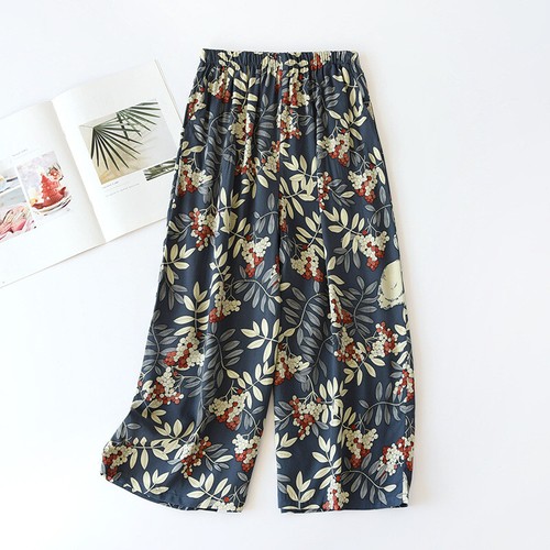 Bequeme Pyjamahose weich Capri Nachtwäsche Unterteil Blumenmuster Loungewear Nachtwäsche - Bild 17 von 23