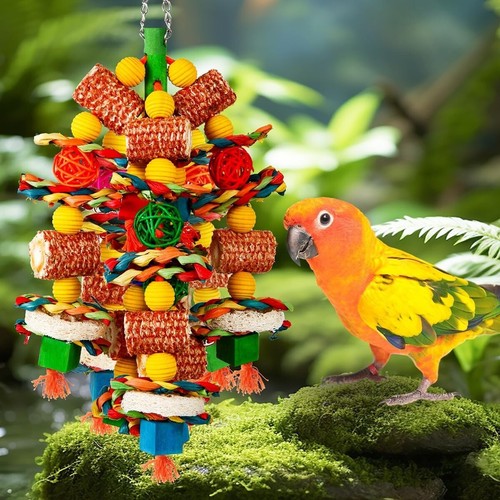 Bird Toys, Parrot Toys for Large Birds,Corn Cob and Loofah Slices Bird - Picture 3 of 6