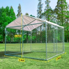 10ft Outdoor Dog Cage Kennel Heavy Duty Pet Playpen Enclosure w/Chain Link Fence