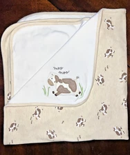 Gymboree Moo Moo Cow Cotton Reversible Baby Receiving Blanket  Lovey 2005 HTF