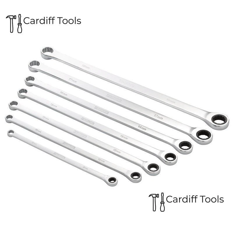 Draper HI-TORQ Metric Extra-Long Double Ring Ratcheting Spanner, Select Size