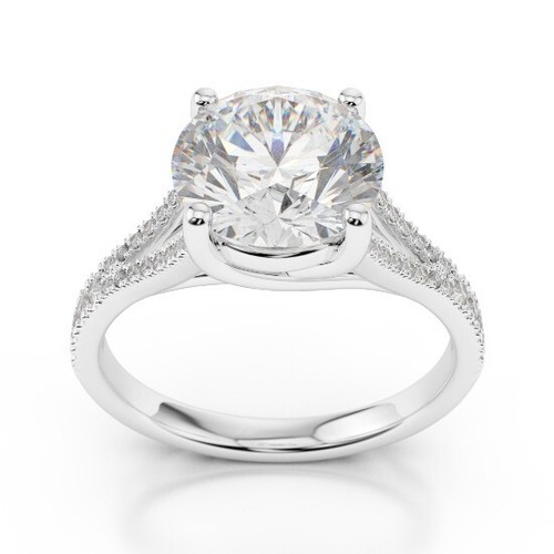 Round Cut 2.25 Ct Lab Grown Diamond Wedding Ring Solid 14K White Gold size 6 - Picture 2 of 6