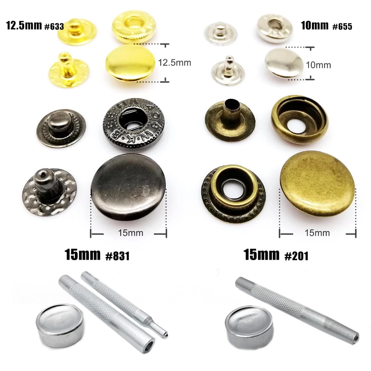 Metal Press Studs Fasteners, Leather Jacket Accessories