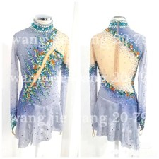 New Ice Figure Skating Dress Figure Skating Dress For Competition blue dyeing