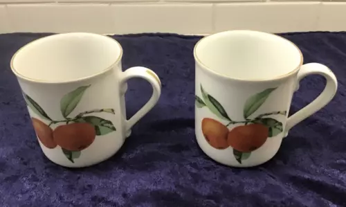 Vintage Royal Worcester England "Evesham Gold" Set of two Mugs