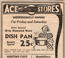 1930's Ace Hardware Consolidated Stores Newspaper Print Ad Household Items Price