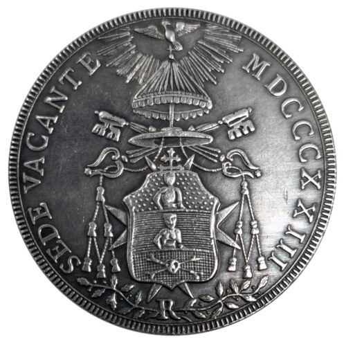 Moneta copia Stato Pontificio Mezzo Scudo 1823 Sede vacante Auxilium 40.00mm - Bild 1 von 7