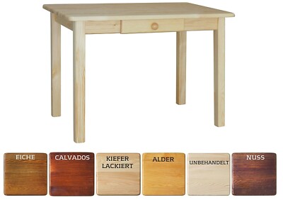 Esstisch aus Massivholz mit Schublade   Küchentisch / Speisetisch Kiefer   Neu