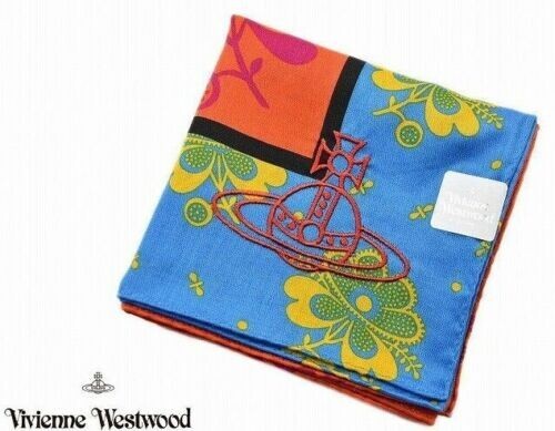 Vivienne Westwood Cotton Scarf Handkerchief Orb gift Floral switching light blue - Picture 1 of 3